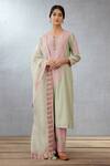 Buy_Torani_Green Cotton Voile Salwar Handwoven Chanderi Dupatta Silk Kaner Revaa Set _at_Aza_Fashions