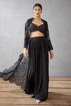 Buy_Torani_Black Jacket Silk Organza Bralette And Shab Mehreen Chogha Set  _at_Aza_Fashions