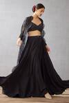 Torani_Black Jacket Silk Organza Bralette And Shab Mehreen Chogha Set  _Online_at_Aza_Fashions