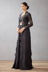 Buy_Torani_Black Jacket Silk Organza Bralette And Shab Mehreen Chogha Set  _Online_at_Aza_Fashions