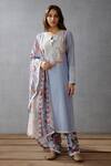 Buy_Torani_Blue Cotton Voile, Kurta Handwoven Chanderi, Salwar And Samsara Paakizah Set _at_Aza_Fashions
