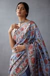 Buy_Torani_Blue Handwoven Chanderi Printed Chintz Samsara Niya Saree  _Online_at_Aza_Fashions