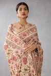 Buy_Torani_Beige Handwoven Chanderi Printed Chintz Kasturi Niya Saree _Online_at_Aza_Fashions