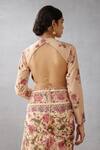 Shop_Torani_Beige Cotton Silk Printed Chintz Keyhole Kasturi Yuvani Blouse For Women_at_Aza_Fashions