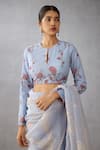 Buy_Torani_Blue Cotton Silk Printed Chintz Keyhole Samsara Yuvani Blouse _at_Aza_Fashions