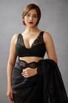 Buy_Torani_Black Butterfly Net Aari Work Plunge V Neck Shab Advaita Blouse _at_Aza_Fashions
