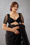 Buy_Torani_Black Butterfly Net Embroidered Dori Work Sweetheart Neck Shab Geetika Blouse _at_Aza_Fashions