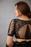 Torani_Black Butterfly Net Embroidered Dori Work Sweetheart Neck Shab Geetika Blouse _at_Aza_Fashions