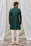 Shop_Aryavir Malhotra_Green Art Banarasi Silk Embroidered Floral Sherwani Set _at_Aza_Fashions