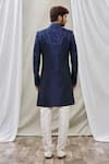 Shop_Aryavir Malhotra_Blue Art Banarasi Silk Embroidered Floral Sherwani Set _at_Aza_Fashions