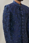 Shop_Aryavir Malhotra_Blue Art Banarasi Silk Embroidered Floral Sherwani Set _Online_at_Aza_Fashions