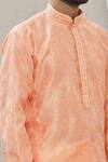 Shop_Aryavir Malhotra_Peach Jacquard Silk Brocade Floral Print Kurta Set_Online_at_Aza_Fashions