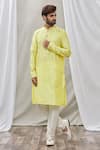 Buy_Arihant Rai Sinha_Yellow Jacquard, Silk, Brocade Embroidery Kurta _at_Aza_Fashions