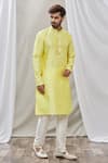 Buy_Arihant Rai Sinha_Yellow Jacquard, Silk, Brocade Embroidery Kurta _Online_at_Aza_Fashions