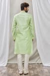 Shop_Arihant Rai Sinha_Green Jacquard, Silk, Brocade Embroidery Geometric Motifs Print Straight Kurta _at_Aza_Fashions