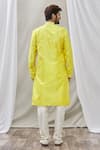 Shop_Aryavir Malhotra_Yellow Jacquard Silk Brocade Printed Geometric Kurta Set _at_Aza_Fashions