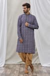 Buy_Aryavir Malhotra_Blue Handloom Cotton Printed Floral Pattern Kurta _Online_at_Aza_Fashions