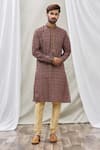 Buy_Aryavir Malhotra_Brown Handloom Cotton Printed Floral Kurta Set _at_Aza_Fashions