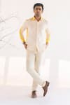 Buy_Vaani Beswal_White Handwoven Cotton Fruce Colourblock Shirt For Men_at_Aza_Fashions
