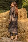Shop_Vaani Beswal_Black Handwoven Linen Work Notched Collar Itzal Trench Coat _at_Aza_Fashions