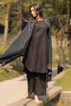 Shop_Vaani Beswal_Black High Neck Krea Linen Kurta Set _at_Aza_Fashions