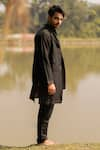 Vaani Beswal_Black Linen Cotton Dusk Trench Coat _Online_at_Aza_Fashions