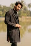 Vaani Beswal_Black Linen Cotton Dusk Trench Coat _at_Aza_Fashions