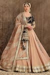 Buy_SHIKHAR SHARMA_Peach Cotton Shimmer Chanderi Embroidery Gota Round Bridal Lehenga Set _at_Aza_Fashions