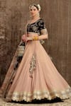 Buy_SHIKHAR SHARMA_Peach Cotton Shimmer Chanderi Embroidery Gota Round Bridal Lehenga Set _Online_at_Aza_Fashions