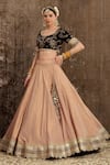 Shop_SHIKHAR SHARMA_Peach Cotton Shimmer Chanderi Embroidery Gota Round Bridal Lehenga Set _Online_at_Aza_Fashions