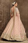 Shop_SHIKHAR SHARMA_Pink Cotton Shimmer Chanderi Embroidery Gota Scallop V Zari Bridal Lehenga Set _at_Aza_Fashions