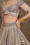 Shikhar Sharma_Grey Cotton Shimmer Chanderi Gota Embroidered Lehenga Set_at_Aza_Fashions