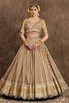 Buy_SHIKHAR SHARMA_Yellow Cotton Shimmer Chanderi Embroidery Gota Scallop V Neck Lehenga Set _Online_at_Aza_Fashions