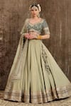 Buy_Shikhar Sharma_Green Blouse Chinon And Dupatta Georgette Lining Shantoon & Bridal Set _at_Aza_Fashions