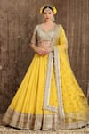 Buy_Shikhar Sharma_Yellow Blouse Chinon And Dupatta Georgette Lining Shantoon & Bridal Set _at_Aza_Fashions