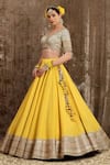 Shikhar Sharma_Yellow Blouse Chinon And Dupatta Georgette Lining Shantoon & Bridal Set _Online_at_Aza_Fashions