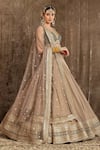 SHIKHAR SHARMA_Grey Lehenga Cotton Shimmer Chanderi Embroidery Dori V Bridal Set _Online_at_Aza_Fashions