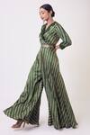 Buy_Onaya_Green Satin Geometric Print Jumpsuit_at_Aza_Fashions
