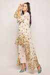 Buy_Swati Vijaivargie_White Linen Cotton Printed Floral Notched Tunic _Online_at_Aza_Fashions