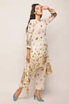 Swati Vijaivargie_White Linen Cotton Printed Floral Round Asymmetric Tunic _Online_at_Aza_Fashions