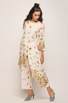 Buy_Swati Vijaivargie_White Linen Cotton Printed Floral Round Asymmetric Tunic _Online_at_Aza_Fashions