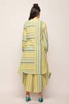 Shop_Swati Vijaivargie_Green Linen Cotton Striped Patterned Draped Pant _at_Aza_Fashions