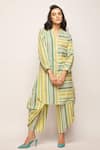 Swati Vijaivargie_Green Linen Cotton Striped Patterned Draped Pant _Online_at_Aza_Fashions