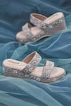 Buy_Around Always_Silver Embroidery, Beads Emily Wedges _at_Aza_Fashions