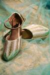 Shop_AROUND ALWAYS_Green Embroidered Zia Block Heels _at_Aza_Fashions