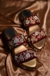Buy_Around Always_Maroon Embroidery Garden Of Roses Wedges _at_Aza_Fashions