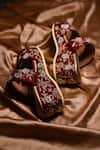 Shop_Around Always_Maroon Embroidery Garden Of Roses Wedges _at_Aza_Fashions
