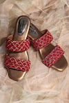 Buy_Around Always_Red Embroidery Niva Block Heels _at_Aza_Fashions