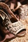 AROUND ALWAYS_Beige Embroidered Aambi Peep Toe Block Heel Sandals _Online_at_Aza_Fashions