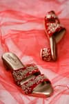 Buy_Around Always_Red Embroidery Gulshan Velvet Block Heels _at_Aza_Fashions